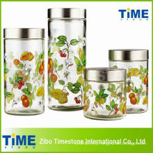 4PCS Tall Jar de vidro redondo com tampa de metal Screw